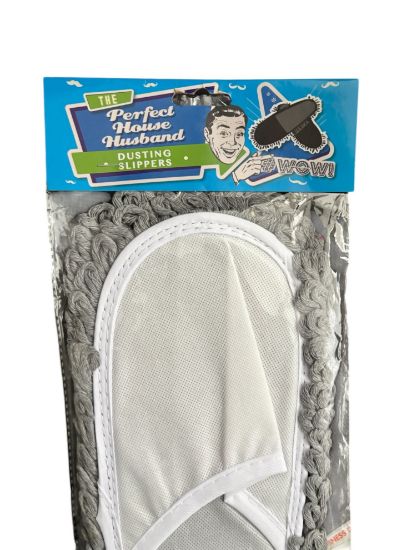 Picture of perfect house husband dusting slippers grey