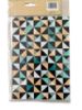 Picture of GIFT WRAP set  GEOMETRIC Shapes blue brown shades Gift wrapping paper and tags 2 sheets 2 tags
