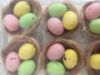 Picture of 6 x Easter Egg Nest Decorations with green yellow pink eggs Easter Craft