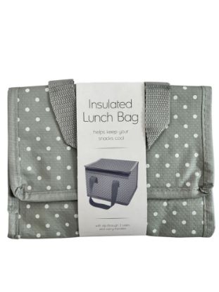 Picture of grey polka dot insulated lunch bag NEW