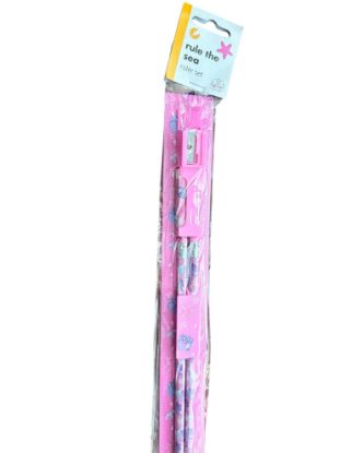 Picture of pink under the sea ruler and pencil stationery set eraers sharpener NEW