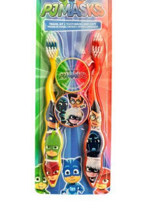 Picture of Firefly PJ Masks Toothbrush Twin Set With Caps Soft Bristles 3 Years