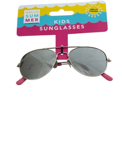 Picture of Girls pilot mirrored sunglasses pink handles New