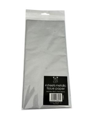 Picture of 4 x sheets silver metallic tissue paper New 50 x 70 cm sheets