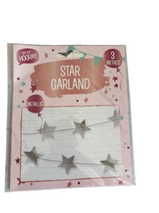 Picture of Silver star garland silver star bunting 3 metres Metallic silver stars NEW