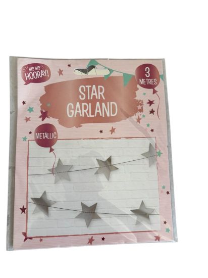 Picture of Silver star garland silver star bunting 3 metres Metallic silver stars NEW