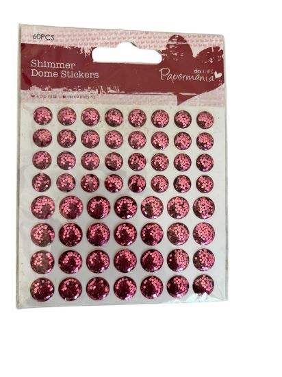 Picture of 60 x papermania shimmer dome stickers pink