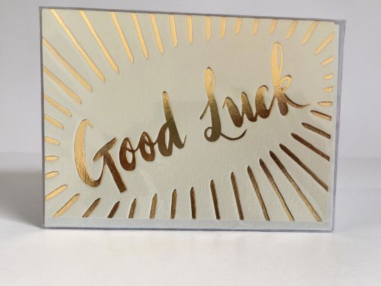 Picture of cream and gold good luck card New