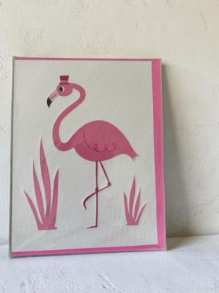 Picture of pink flamingo card bell boy card notecard