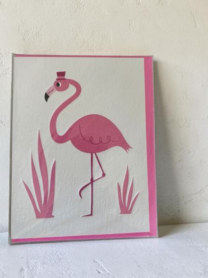Picture of pink flamingo card bell boy card notecard