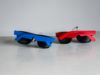 Picture of childrens sunglasses black frame BLUE ARMS blue or red handles