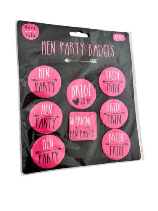 Picture of 8 x Hen party badges pink bride to be hen party bride tribe New