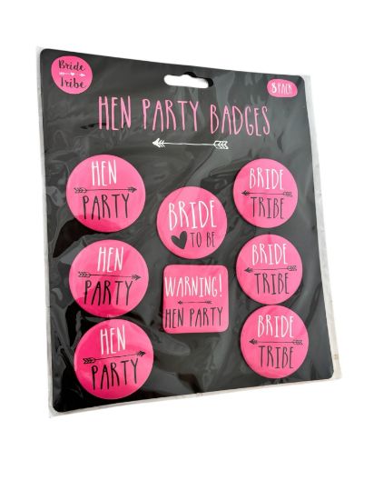 Picture of 8 x Hen party badges pink bride to be hen party bride tribe New