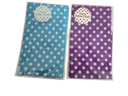 Picture of purple / blue  Polka Dot Table Cover Cloth Plastic PVC new 1.8m x 1.2m