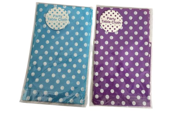 Picture of purple / blue  Polka Dot Table Cover Cloth Plastic PVC new 1.8m x 1.2m
