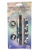 Picture of 6 PIECE UNICORN STATIONERY SET BLUE & WHITE RULER PEN ERASER SHARPENER 2 PENCILS