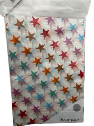 Picture of 4 x Rainbow Stars Tissue paper Assorted colour stars rainbow tissue paper stars