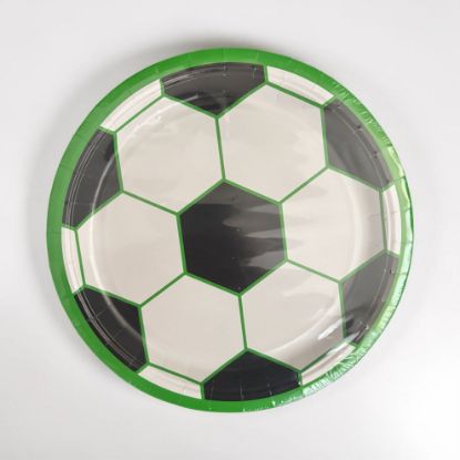 Picture of 8 x football plates football party plates paper white green black