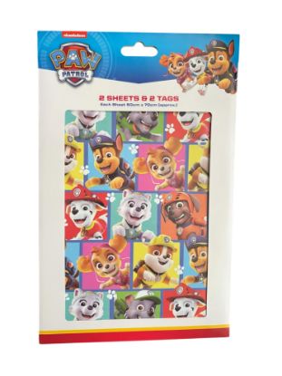 Picture of Paw Patrol  Gift Wrap 2 sheets 2 Gift Tags Skye Marshall Rocky Rubble NEW
