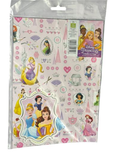 Picture of disney Princess Gift wrap 2 Sheets 2 tags NEW Disney Princess Wrapping Paper