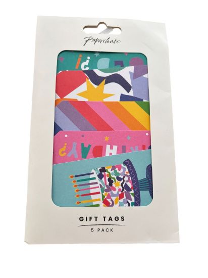 Picture of Paperchase Pack Of 5 Gift Tags Birthday Colourful bright