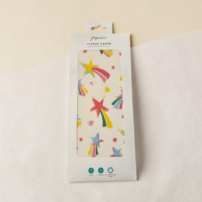 Picture of Paperchase Tissue Paper 3 sheet & 6 stickers shooting star design colourful NEW