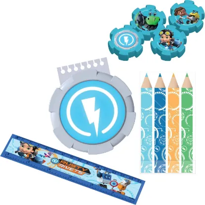 Picture of 16 pcs Rusty Rivets Stationery Pack Nickelodeon Art Drawing School Pencil Notepad Ruler