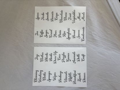 Picture of 44 x storage labels vinyl stickers tea, coffee etcherbs single letter decals vinyl labels 44 x storage