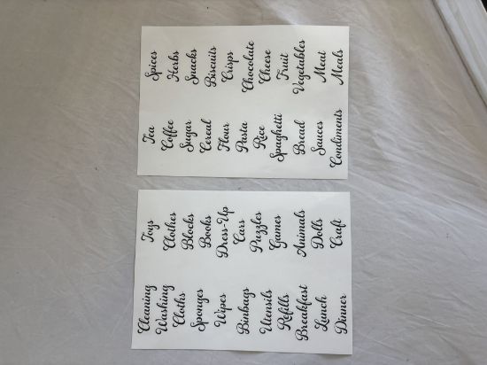 Picture of 44 x storage labels vinyl stickers tea, coffee etcherbs single letter decals vinyl labels 44 x storage