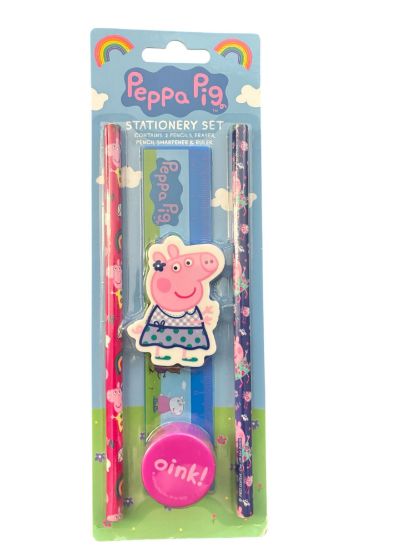Picture of Peppa Pig Stationery Set .5 piece boxed gift NEW OINK pencil sharpener ruler