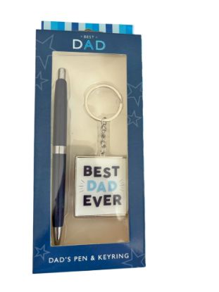 Picture of Fathers Day Gift blue Pen & Metal Keyring Gift Set  Best Dad Ever