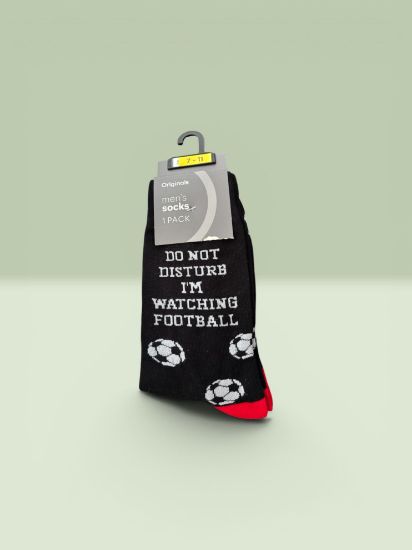 Picture of Fathers day SOCKS UK 7-11 Black Red fathers day gift do not disturb watching Football