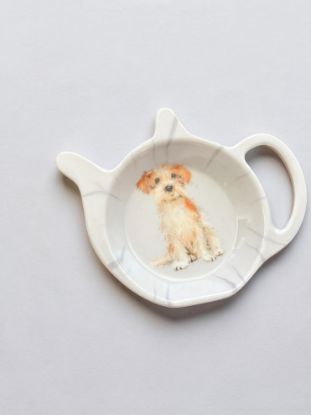 Picture of Tea Bag Tidy Holder Jack Russell Melamine Dish Rest dog  teabag holder