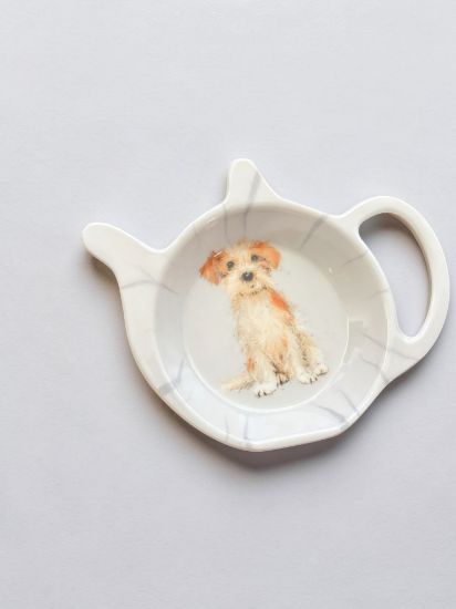 Picture of Tea Bag Tidy Holder Jack Russell Melamine Dish Rest dog  teabag holder