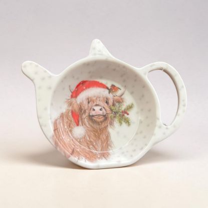 Picture of Tea Bag Tidy Holder Christmas Highland Cow Melamine Dish Rest Christmas highland cow design