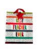 Picture of Best Teacher Ever Gift Bag Teacher Gift Bag Medium Bright BEST TEACHER EVER NEW red ribbon white with red star tag