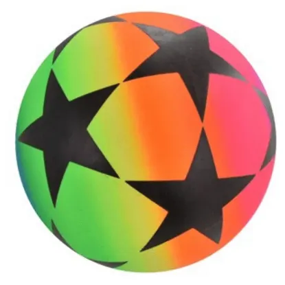Picture of 10" Inflatable Ball Neon Rainbow Colour Stars Rubber Kids Beach Garden