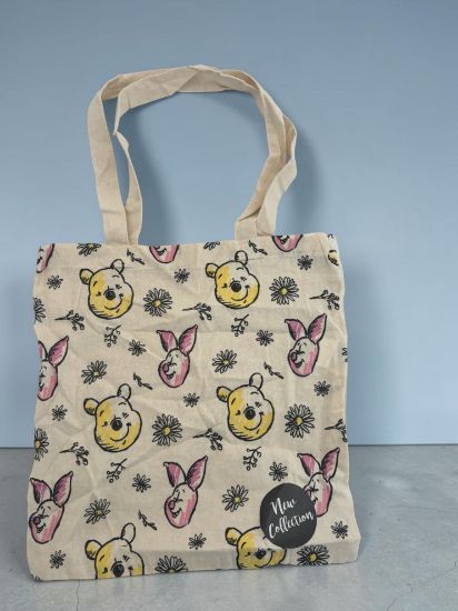 Picture of disney winnie the pooh and piglet canvas bag with daisies