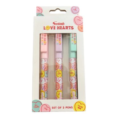 Picture of 3 x Swizzels Love Hearts Pens Boxed Stationery Gift Set mothers day Gift