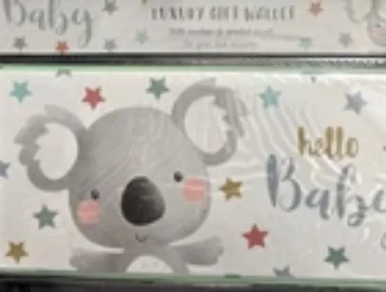 Picture of New Baby Money Wallet Greetings Card cute koala design Hello Baby with envelope