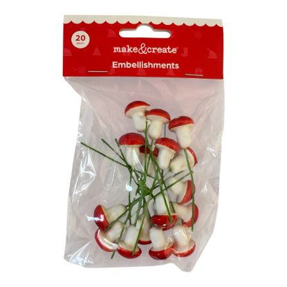 Picture of 20 x Christmas Toad Stools embellishments fairy garden toadstools