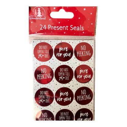 Picture of Pack of 24 Red Christmas Present Seals