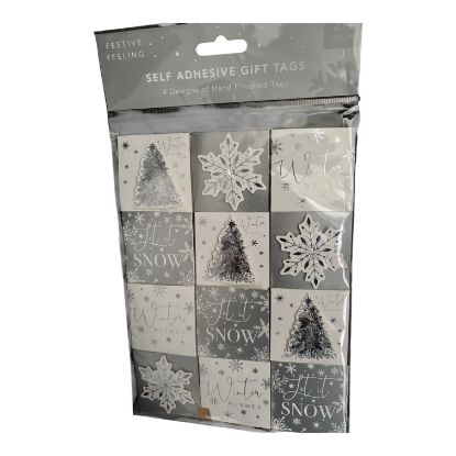 Picture of 24 x Christmas Gift Tags silver & White Self adhesive 3d Card tags NEW Lot 25