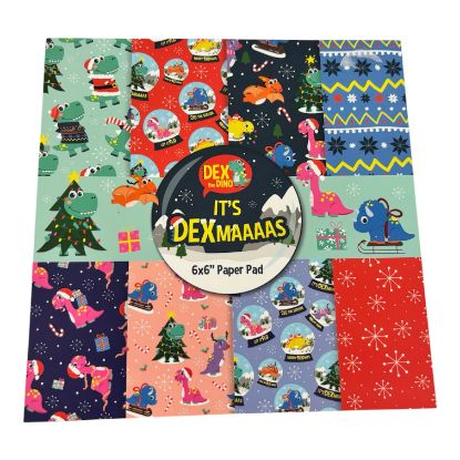 Picture of Dex the Dino Christmas Design Pad: 6 x 6" 30 sheets christmas dinosaur paper new