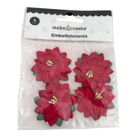 Picture of 4 x mini poinsettia flower embellishments