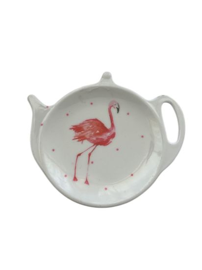 Picture of Tea Bag Tidy Holder Pink Flamingo Melamine Dish Rest flamingo teabag holder - copy