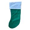 Picture of reindeer stocking no letters  Green Felt stocking white at top, reindeer print red foam letters to personalise green reindeer stocking