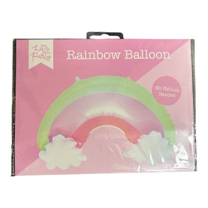 Picture of RAINBOW BALLOON NO HELIUM REQUIRED FOIL BNIP 45cm x 62cm PARTY STRAW /STRING