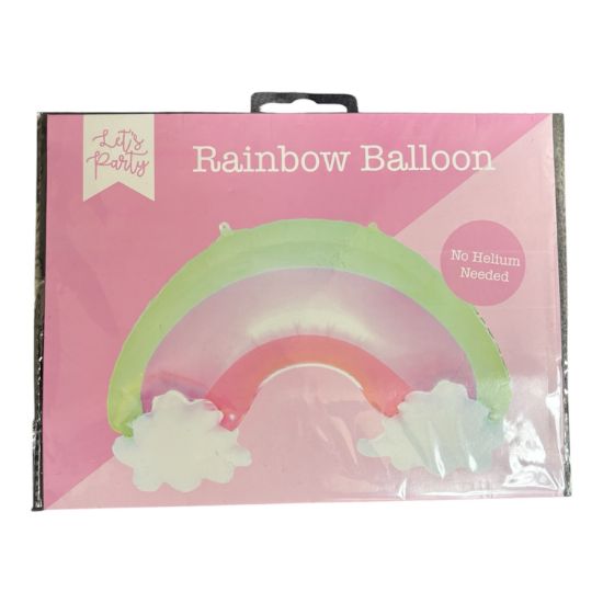 Picture of RAINBOW BALLOON NO HELIUM REQUIRED FOIL BNIP 45cm x 62cm PARTY STRAW /STRING