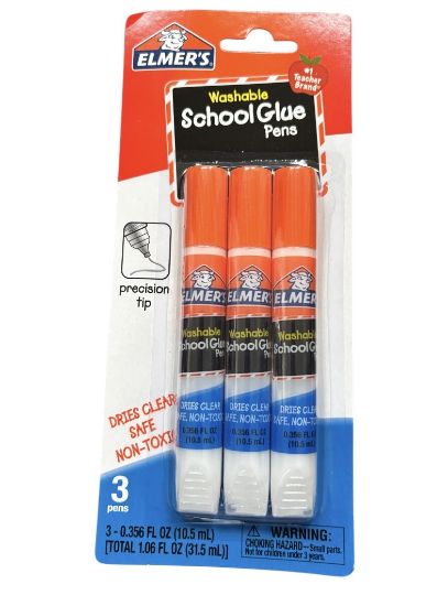 Picture of 3 x  ELMER'S GLUE PENS  boxed washable school glue pens